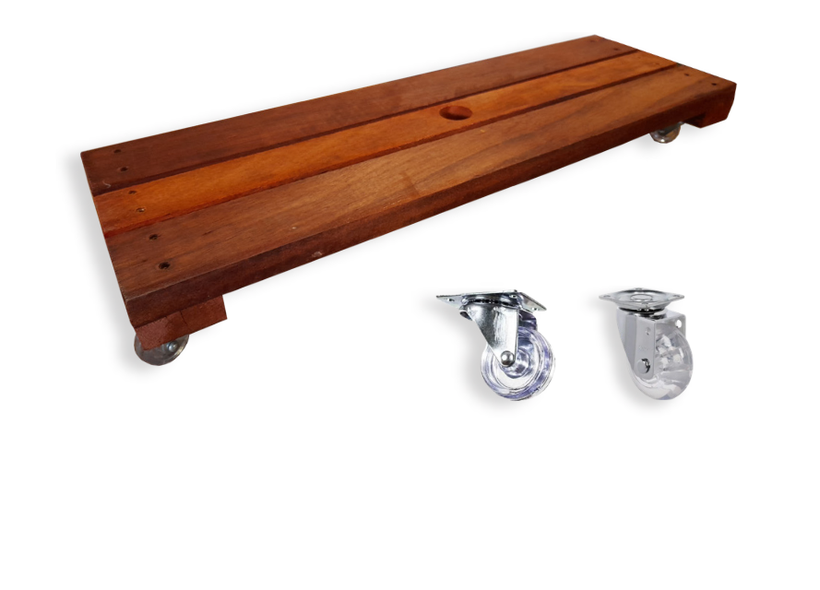 Suporte para Jardineira Retangular - Rodízio Cristal e Gel — Suportes para Vasos em Madeira Mogifertil